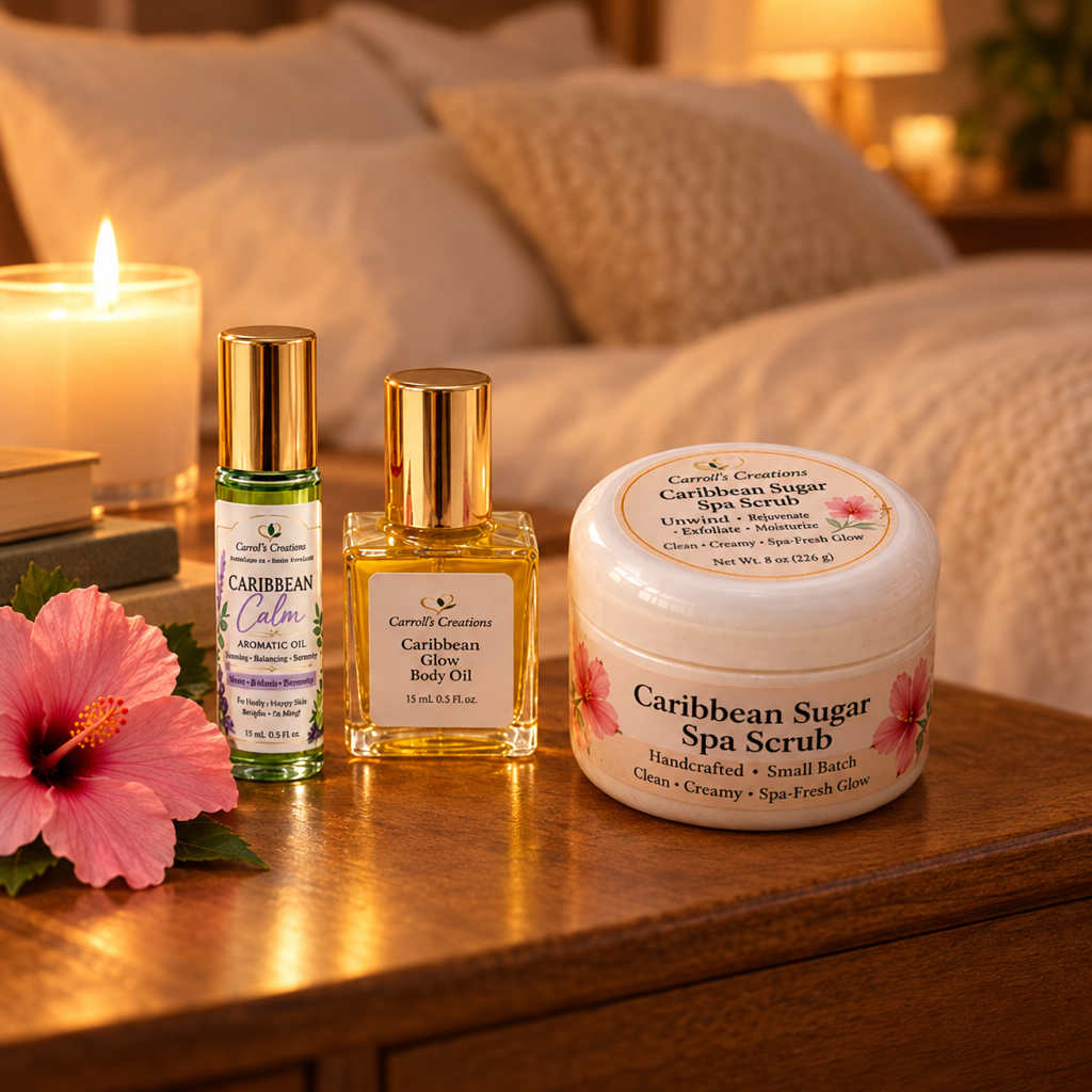 Evening Glow Set on a bedroom side table by candlelight